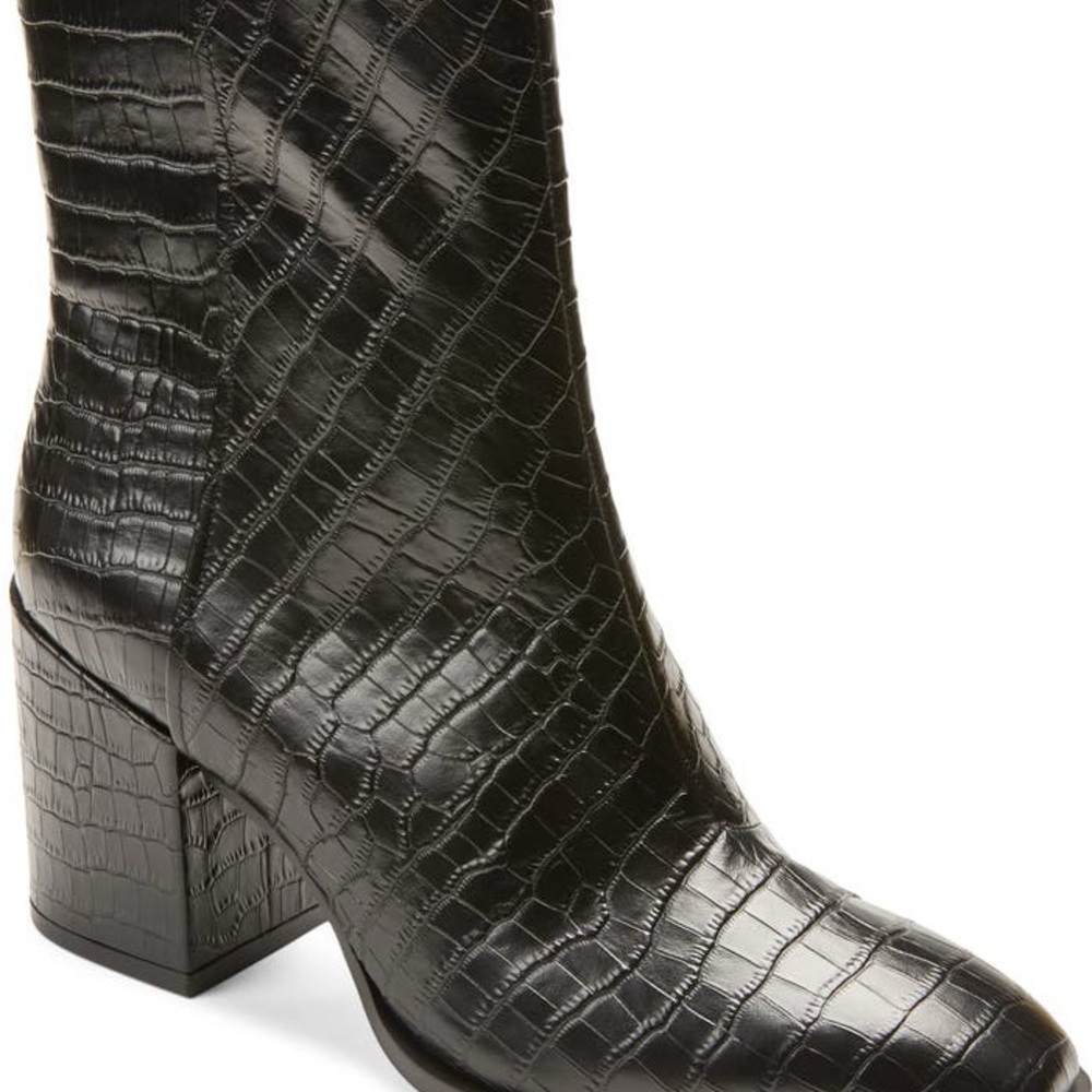 Vionic Harper Booties Black Croc-Patterned Heeled… - image 1